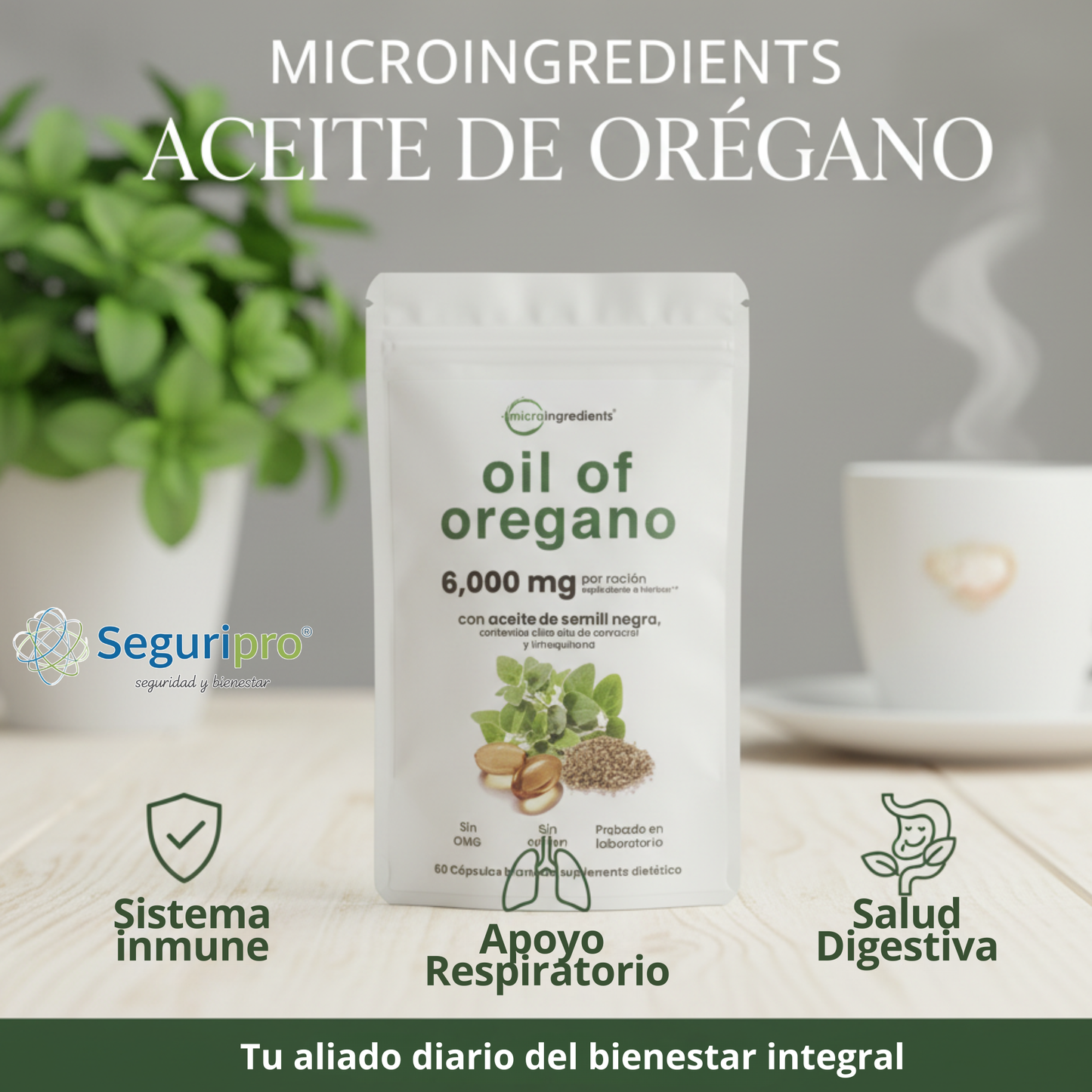 ACEITE DE OREGANO DE MICROINGREDIENTS + OBSEQUIO (10 parches quema grasa)