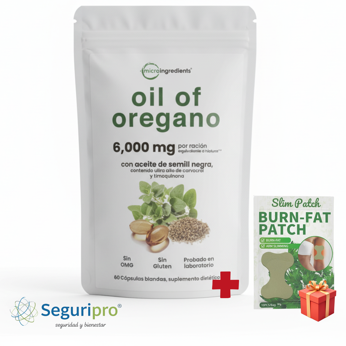 ACEITE DE OREGANO DE MICROINGREDIENTS + OBSEQUIO (10 parches quema grasa)